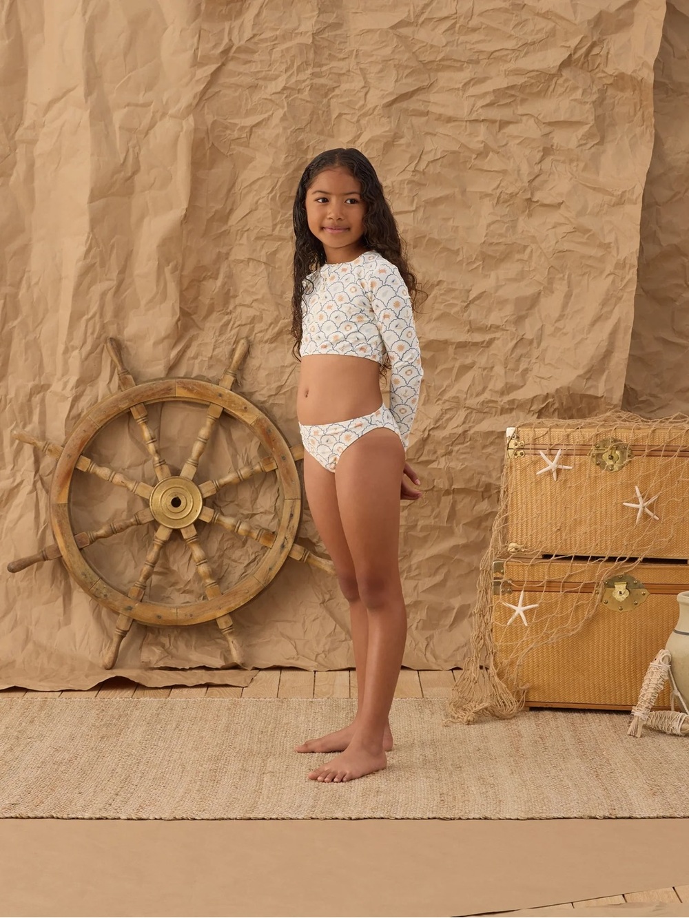 Rylee & Cru Crop Rashguard Set Nautical - Picture 2 of 8